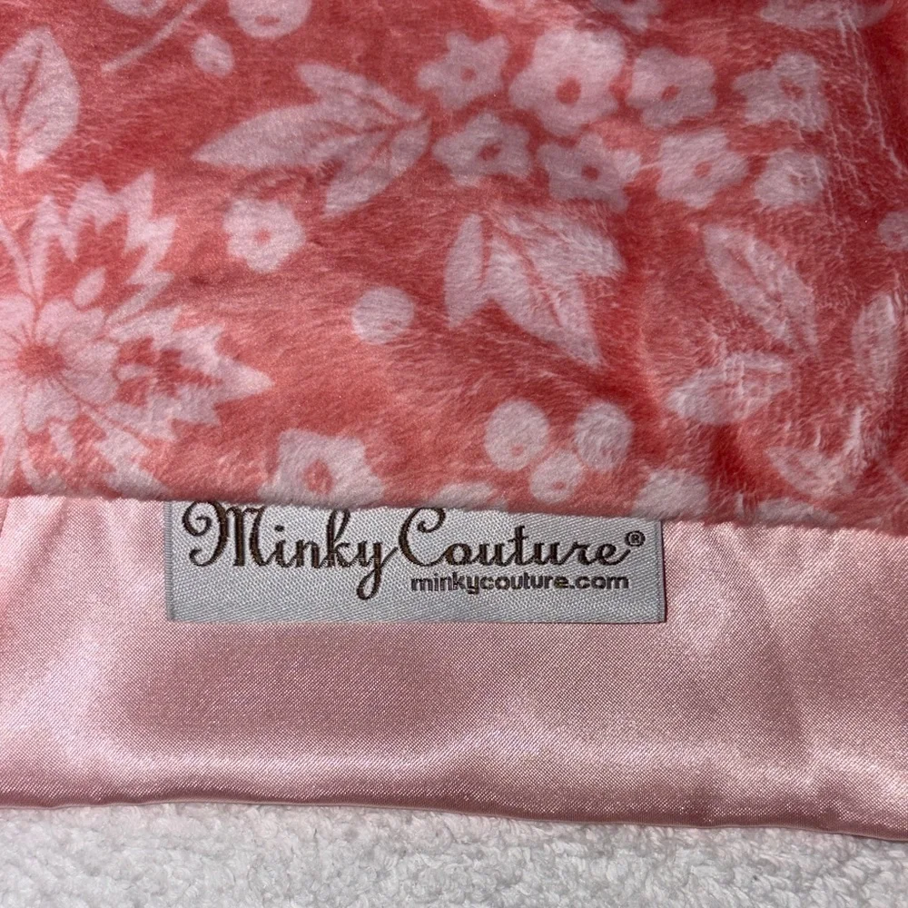 Minky couture Pink Floral Kids mini Blanket lovey